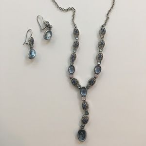 Blue necklace and earrings
